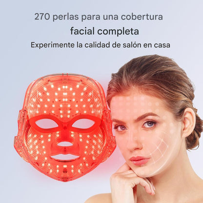Máscara de luz LED, para la cara, 7 colores de luz roja, dispositivo de cuidado facial en casa, portátil, inalámbrico y recargable