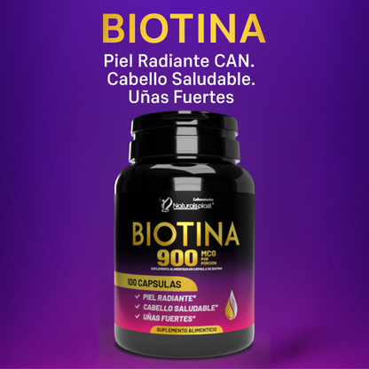 BIOTINA X 100 CAP/  SALUD DE LA PIEL Y CABELLO.
